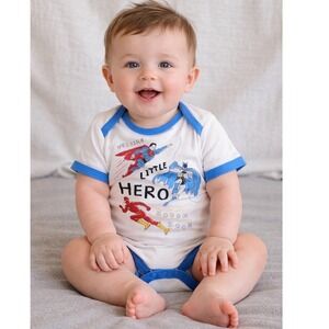 Kids Justice League Superhero Onesie 6 9M Baby Boys Girls White Blue